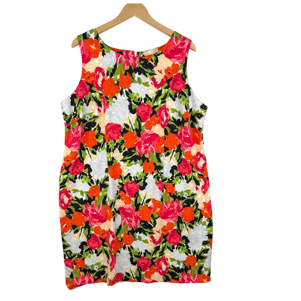 Ronni Nicole Floral Print Sleeveless Dress size 20W Orange/White